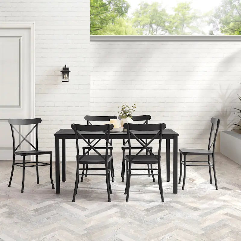 Crosley Astrid 7Pc Outdoor Metal Dining Set - 86 x109 x34.88