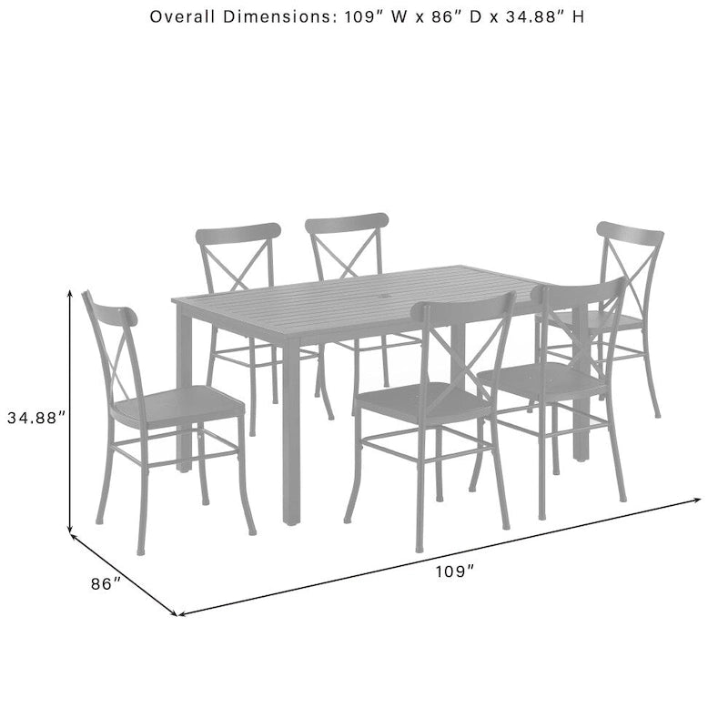 Crosley Astrid 7Pc Outdoor Metal Dining Set - 86 x109 x34.88