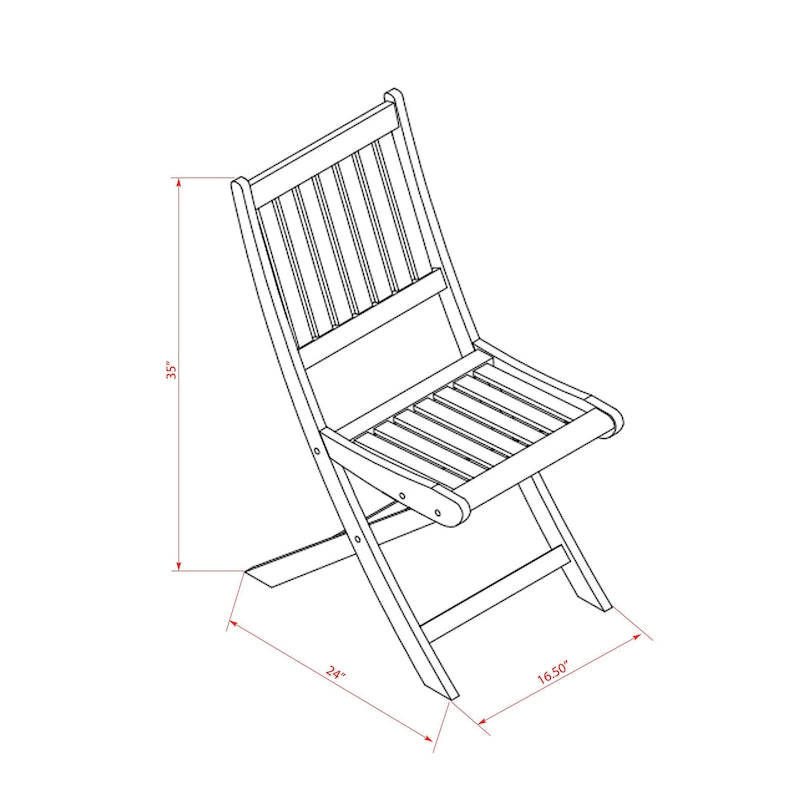 East West Furniture 3 Piece Wood Folding Table Set- a Outdoor Acacia Wood Coffee Table and 2 Folding Side Chairs, Natural Oil