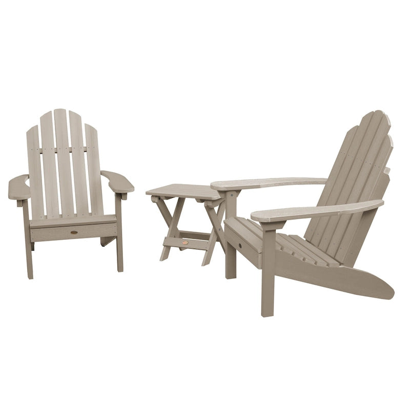 3 Piece Set Outdoor Adirondack Chairs and Folding Side Table