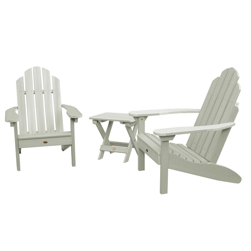 3 Piece Set Outdoor Adirondack Chairs and Folding Side Table