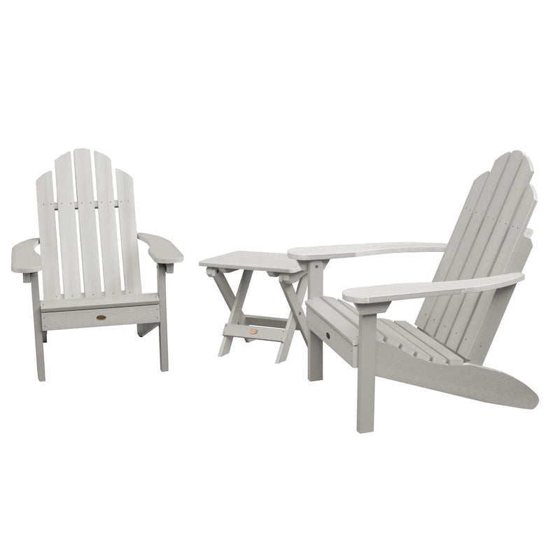 3 Piece Set Outdoor Adirondack Chairs and Folding Side Table