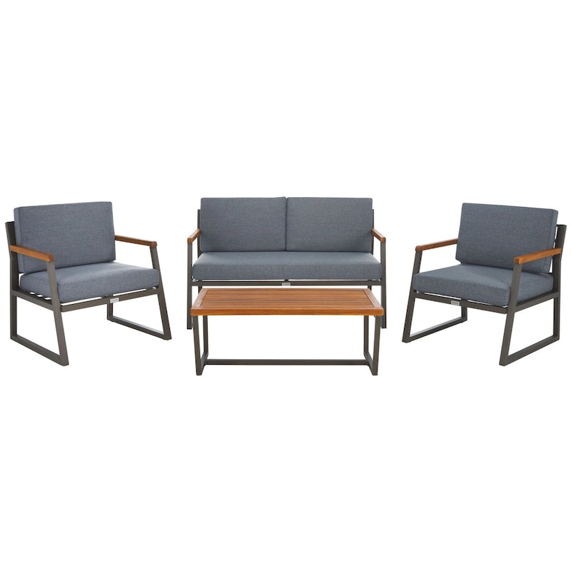 SAFAVIEH Outdoor Ulviyya 4-Piece Patio Conversation Set - 48Wx27Dx28H