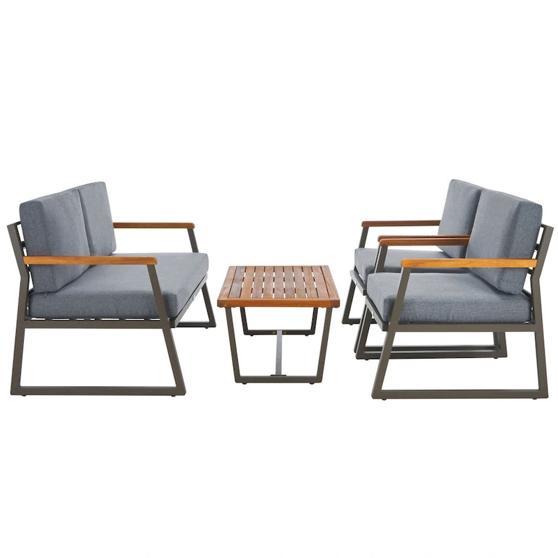 SAFAVIEH Outdoor Ulviyya 4-Piece Patio Conversation Set - 48Wx27Dx28H