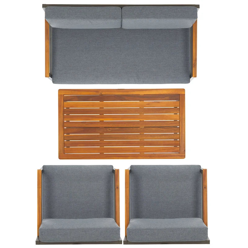 SAFAVIEH Outdoor Ulviyya 4-Piece Patio Conversation Set - 48Wx27Dx28H