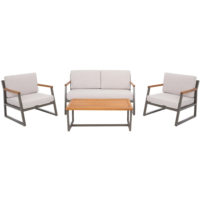 SAFAVIEH Outdoor Ulviyya 4-Piece Patio Conversation Set - 48Wx27Dx28H