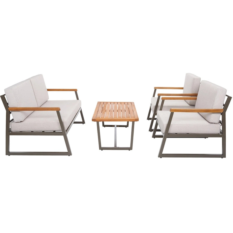 SAFAVIEH Outdoor Ulviyya 4-Piece Patio Conversation Set - 48Wx27Dx28H