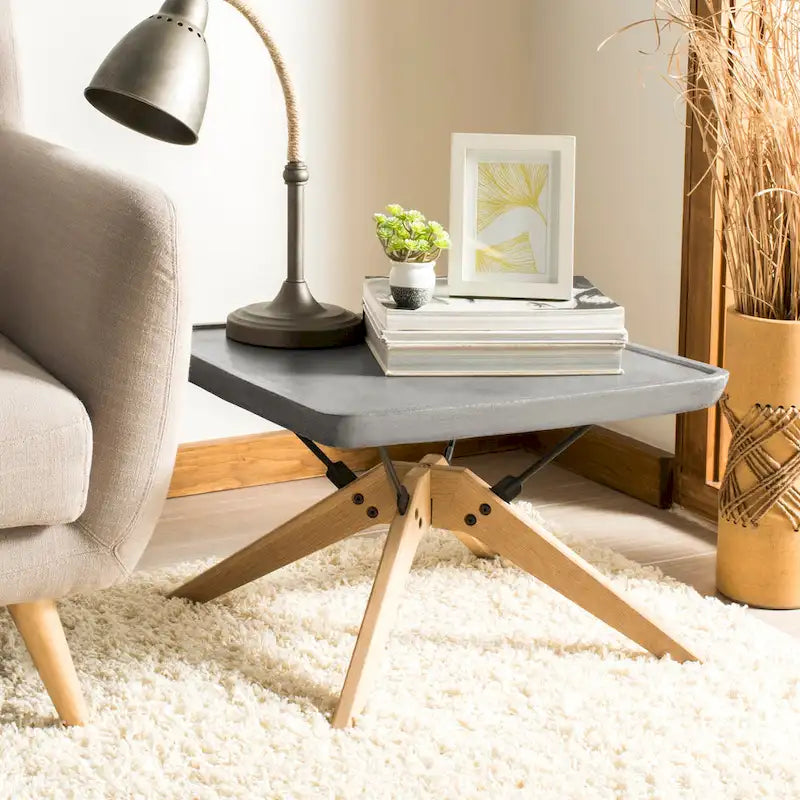 SAFAVIEH Outdoor Ashely Modern Dark Grey Coffee Table - 22.1  x 22.1  x 14.6  - 22Wx22Dx15H