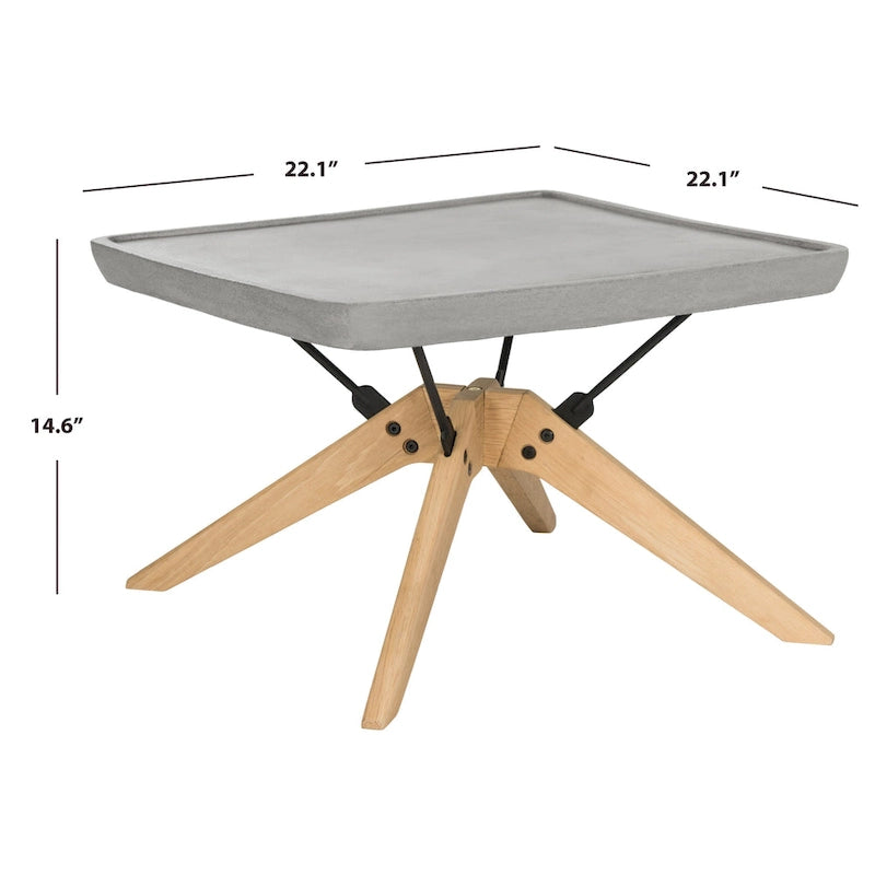 SAFAVIEH Outdoor Ashely Modern Dark Grey Coffee Table - 22.1  x 22.1  x 14.6  - 22Wx22Dx15H