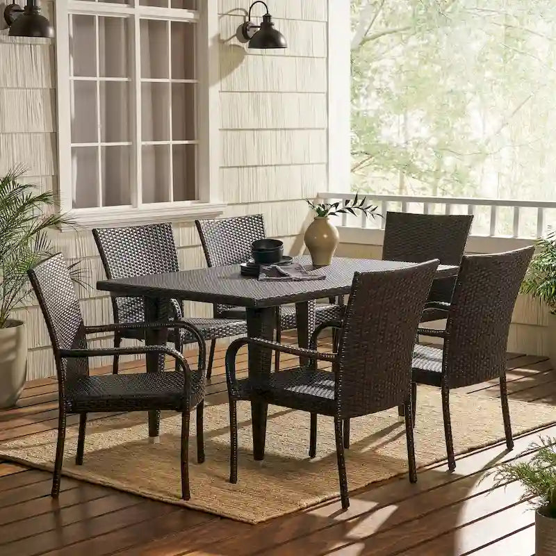 Delani 7-piece Outdoor Wicker Dining Set by Christopher Knight Home