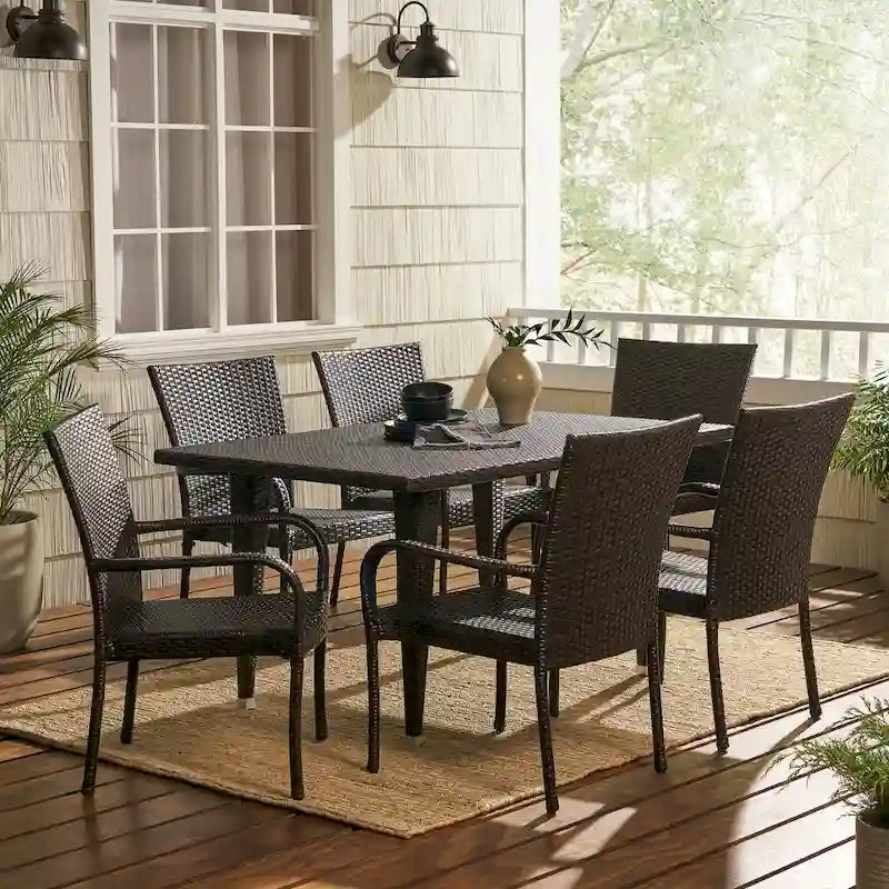 Delani 7-piece Outdoor Wicker Dining Set by Christopher Knight Home