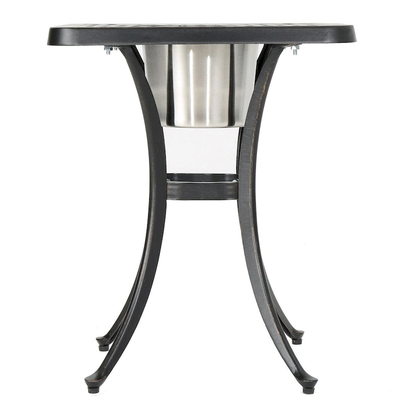 Ava Outdoor Cast Aluminum Bistro Table with Ice Bucket by Christopher Knight Home - 21.00  D x 21.00  W x 25.00  H