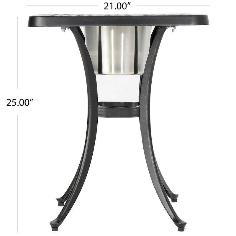 Ava Outdoor Cast Aluminum Bistro Table with Ice Bucket by Christopher Knight Home - 21.00  D x 21.00  W x 25.00  H