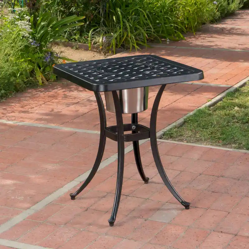 Ava Outdoor Cast Aluminum Bistro Table with Ice Bucket by Christopher Knight Home - 21.00  D x 21.00  W x 25.00  H