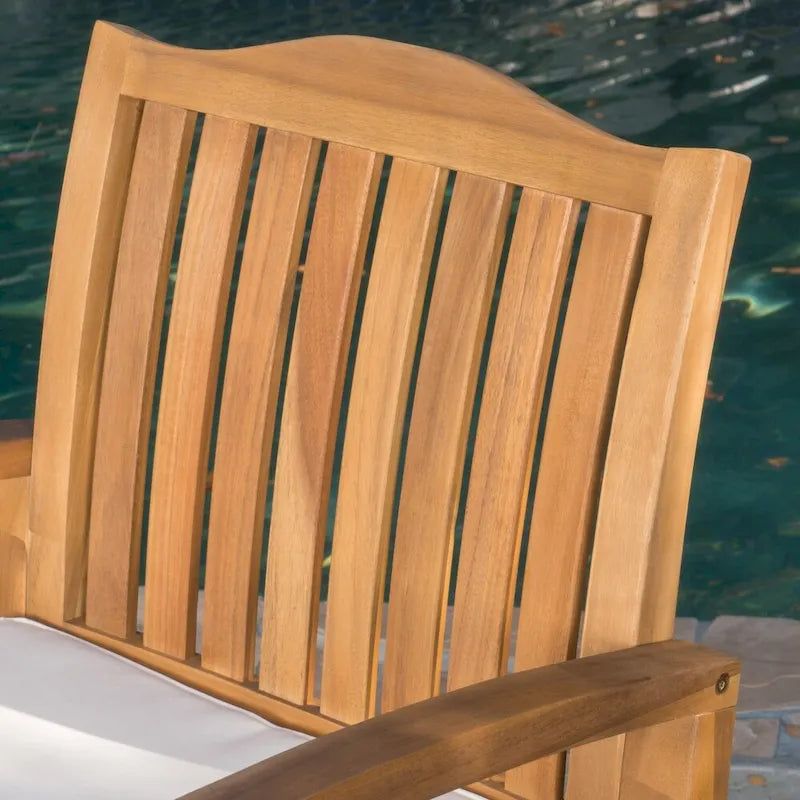 Avalon Outdoor 3-piece Acacia Wood Chat Set with Hourglass Wicker Table by Christopher Knight Home
