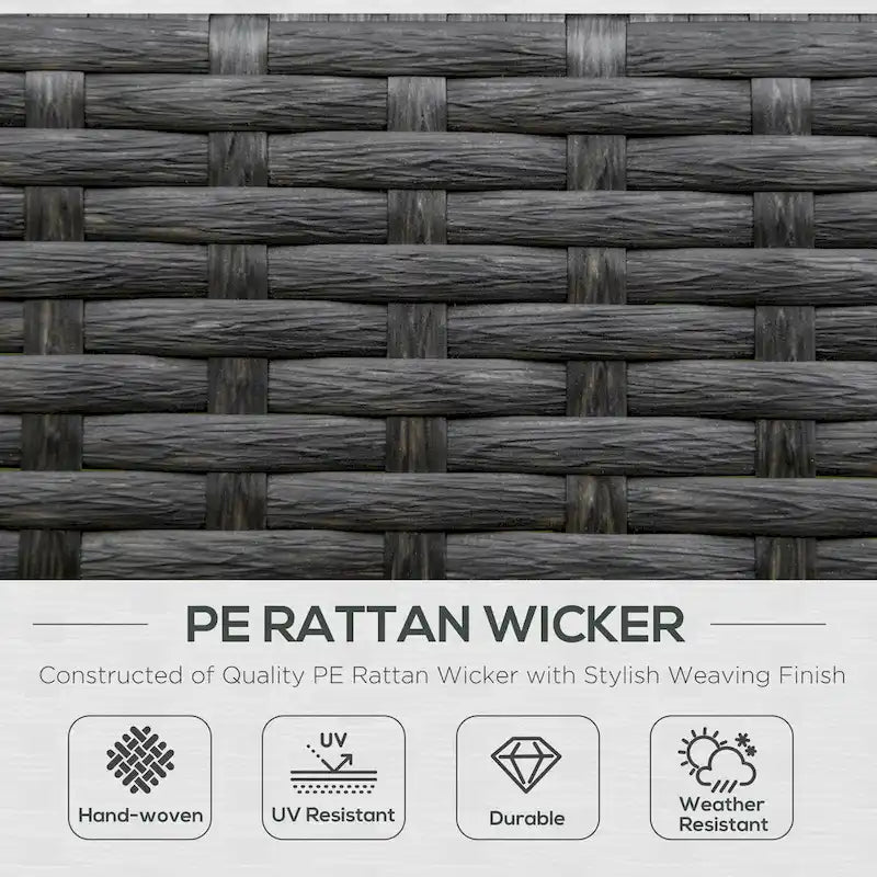 Outsunny Rattan Wicker Rocking Chair with Padded Cushions, Aluminum Frame, Armrest for Garden, Patio, and Backyard, Blue