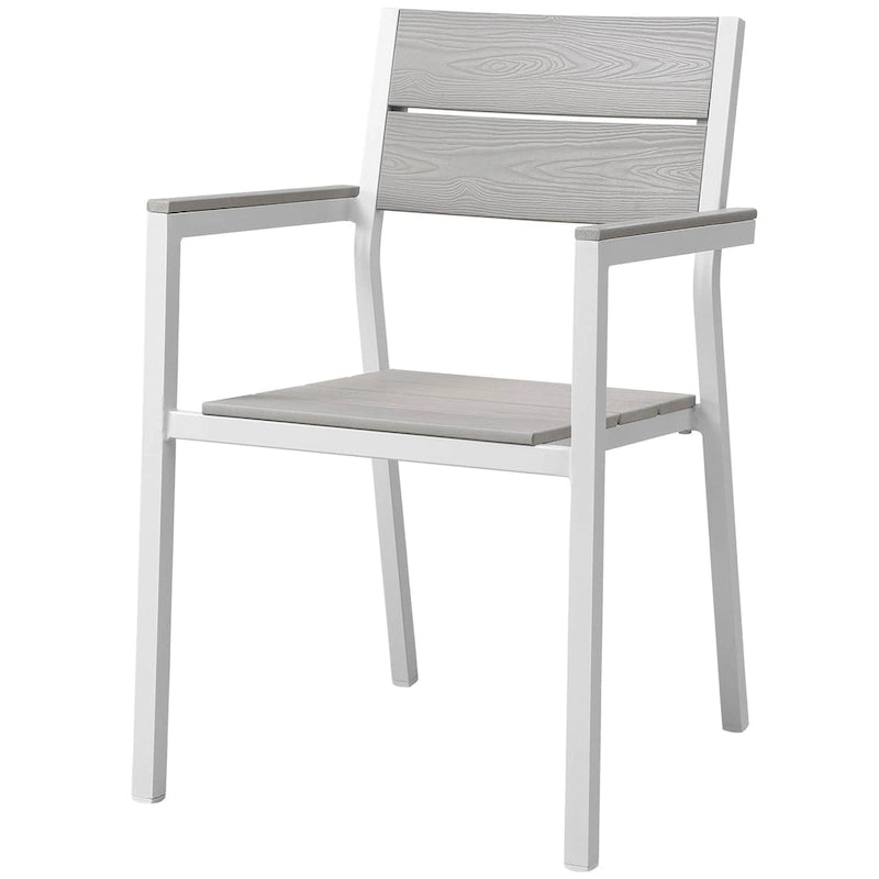 Gilbert Modern Light Grey and White 9 Piece Outdoor Patio Dining Set