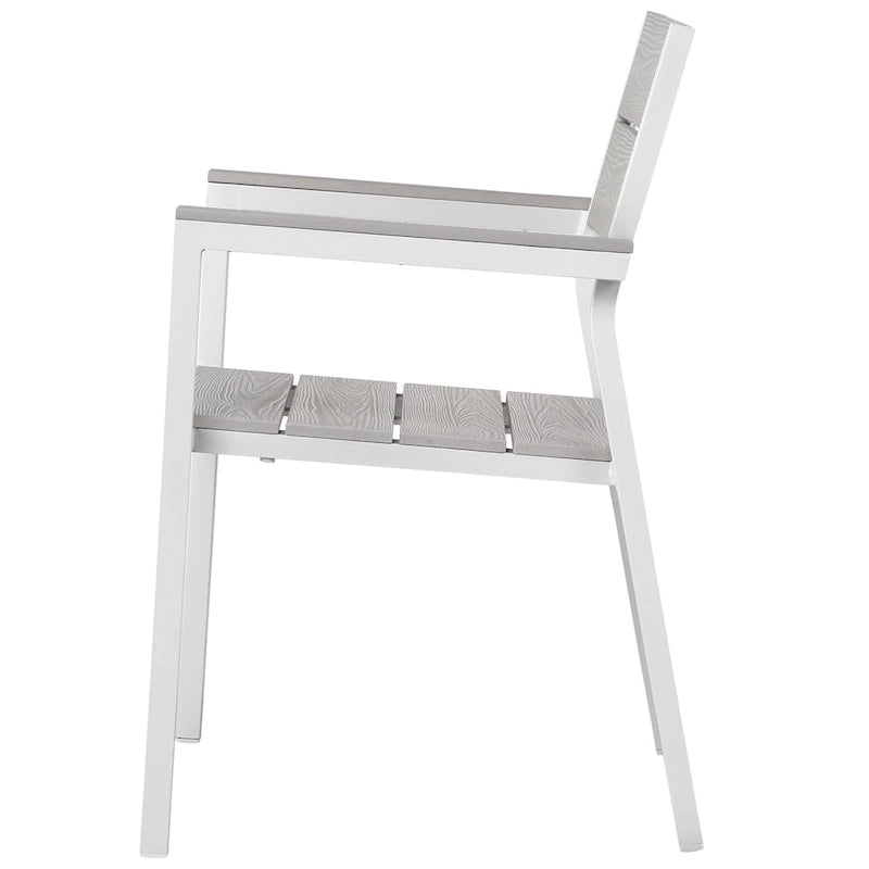 Gilbert Modern Light Grey and White 9 Piece Outdoor Patio Dining Set