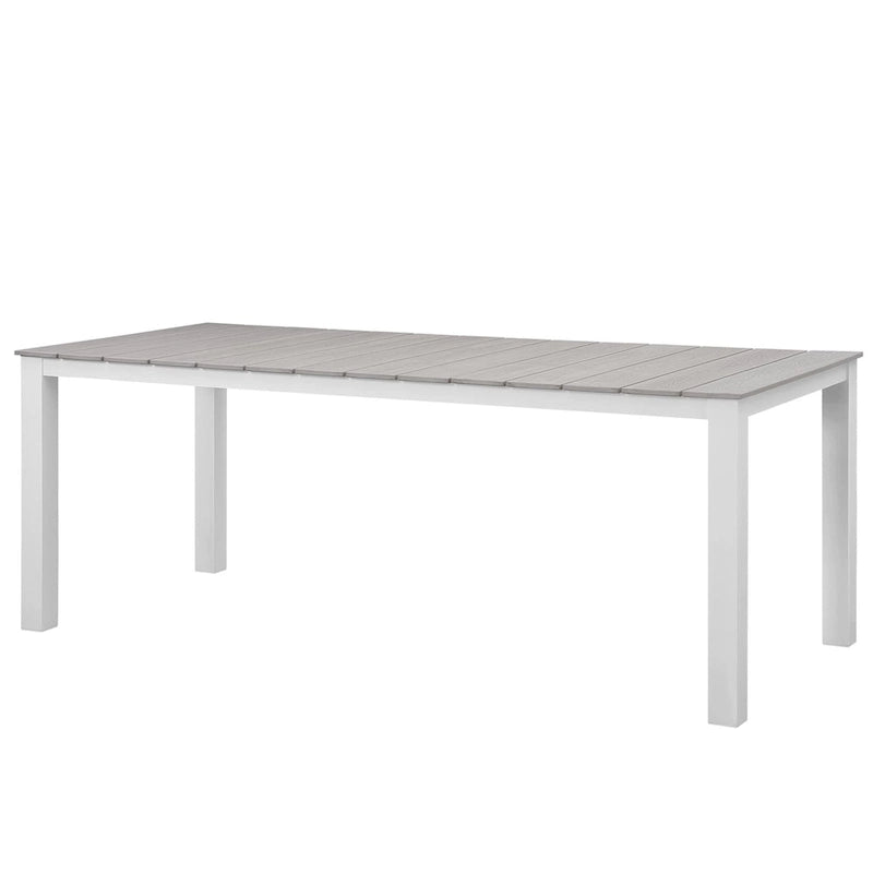Gilbert Modern Light Grey and White 9 Piece Outdoor Patio Dining Set