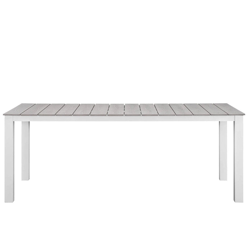 Gilbert Modern Light Grey and White 9 Piece Outdoor Patio Dining Set