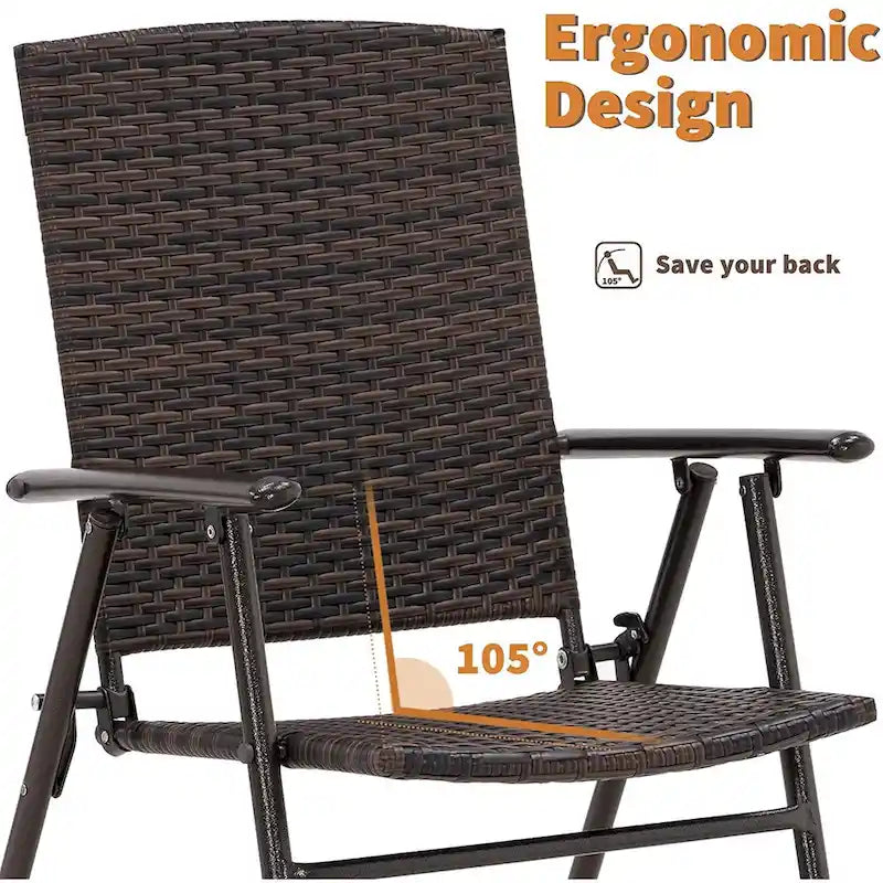 MCombo Wicker Patio Dining Set, 5 Pieces Table and Wicker Folding Chairs for Garden, Backyard, Bistro and Deck - N/A