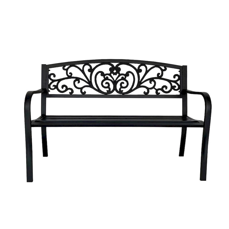 Garden Bench Patio Porch Chair Cast Iron Love Seat - 34.25  H x 50  W x 23.62  D