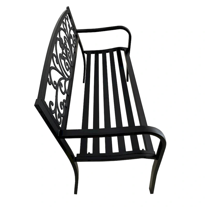 Garden Bench Patio Porch Chair Cast Iron Love Seat - 34.25  H x 50  W x 23.62  D