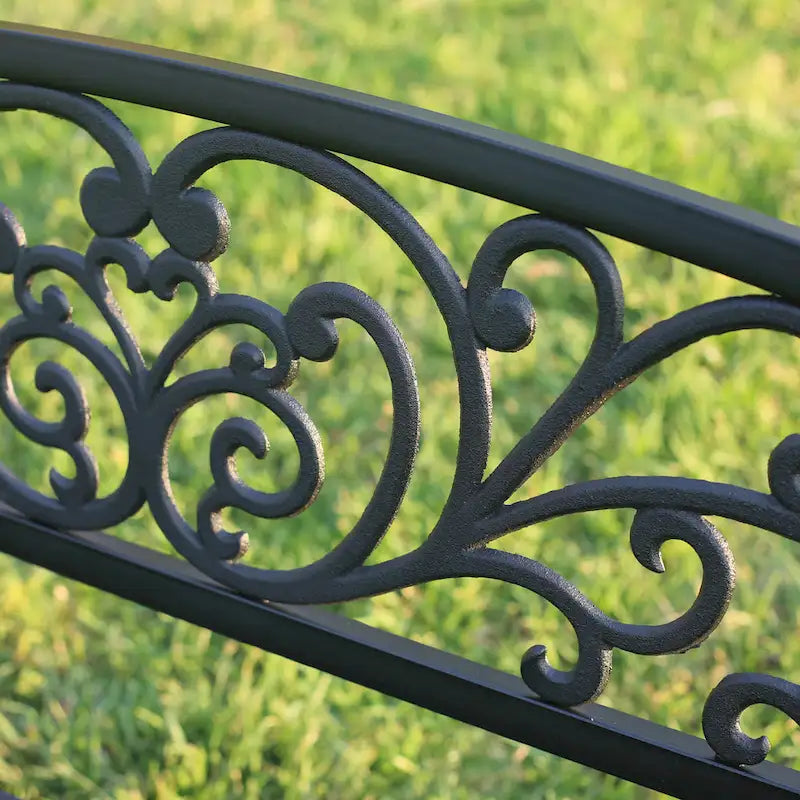 Garden Bench Patio Porch Chair Cast Iron Love Seat - 34.25  H x 50  W x 23.62  D