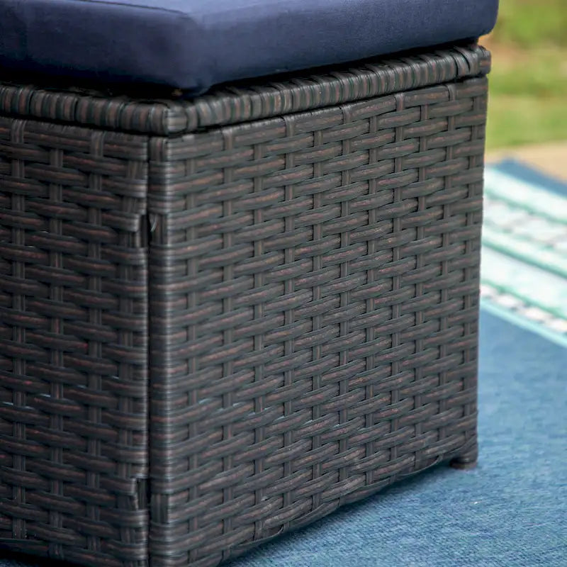 PHI VILLA Outdoor Dining Table and Ottoman Set with Cushions