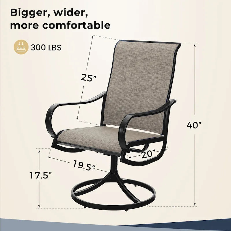 MAISONARTS 5 Piece Patio Dining Set,4 Sling Dining Swivel Chairs and 37  Square Metal Table with 1.57  Umbrella Hole