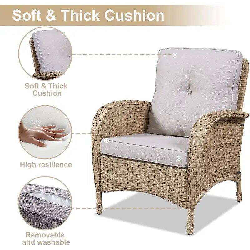 Gymojoy 7PCS Outdoor Loveseat Sofa Table Rocking Chair Furniture Set