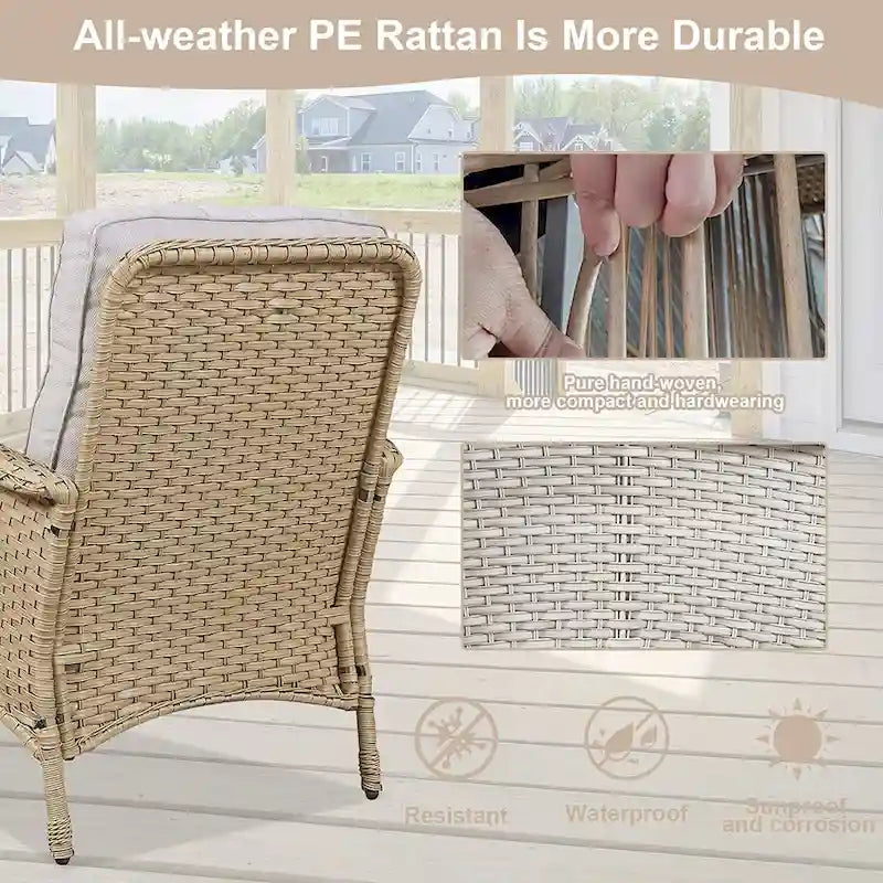 Gymojoy 7PCS Outdoor Loveseat Sofa Table Rocking Chair Furniture Set