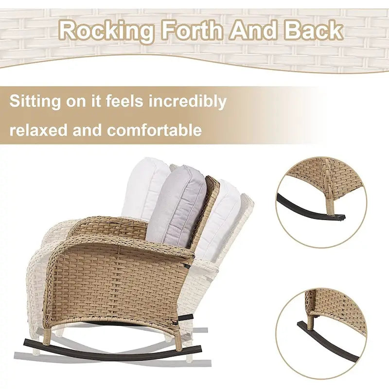 Gymojoy 7PCS Outdoor Loveseat Sofa Table Rocking Chair Furniture Set