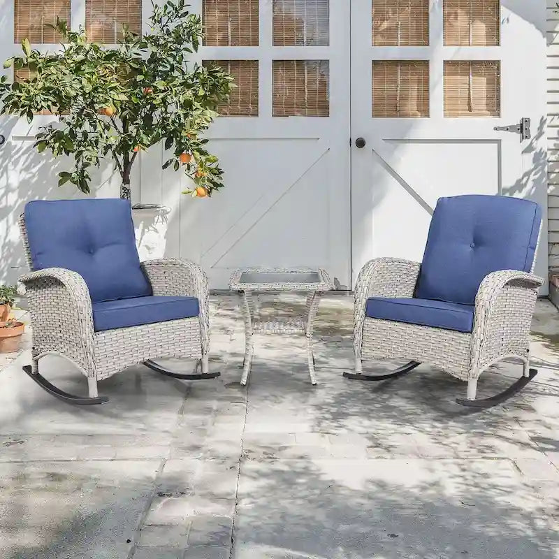 Gymojoy 7PCS Outdoor Loveseat Sofa Table Rocking Chair Furniture Set