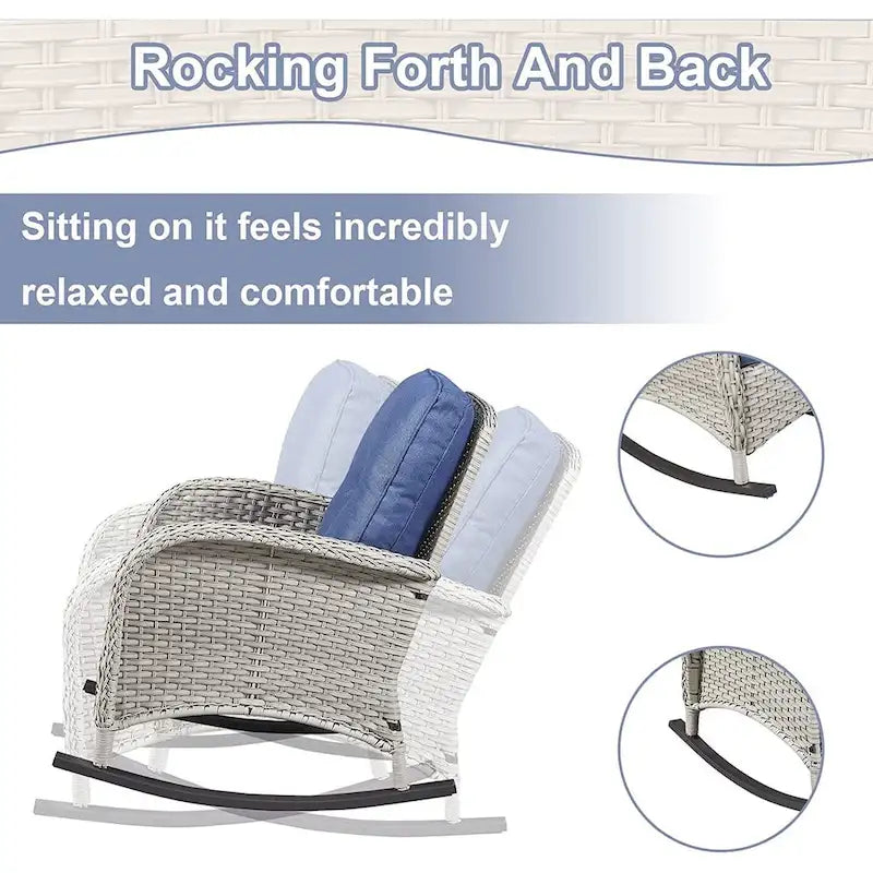Gymojoy 7PCS Outdoor Loveseat Sofa Table Rocking Chair Furniture Set