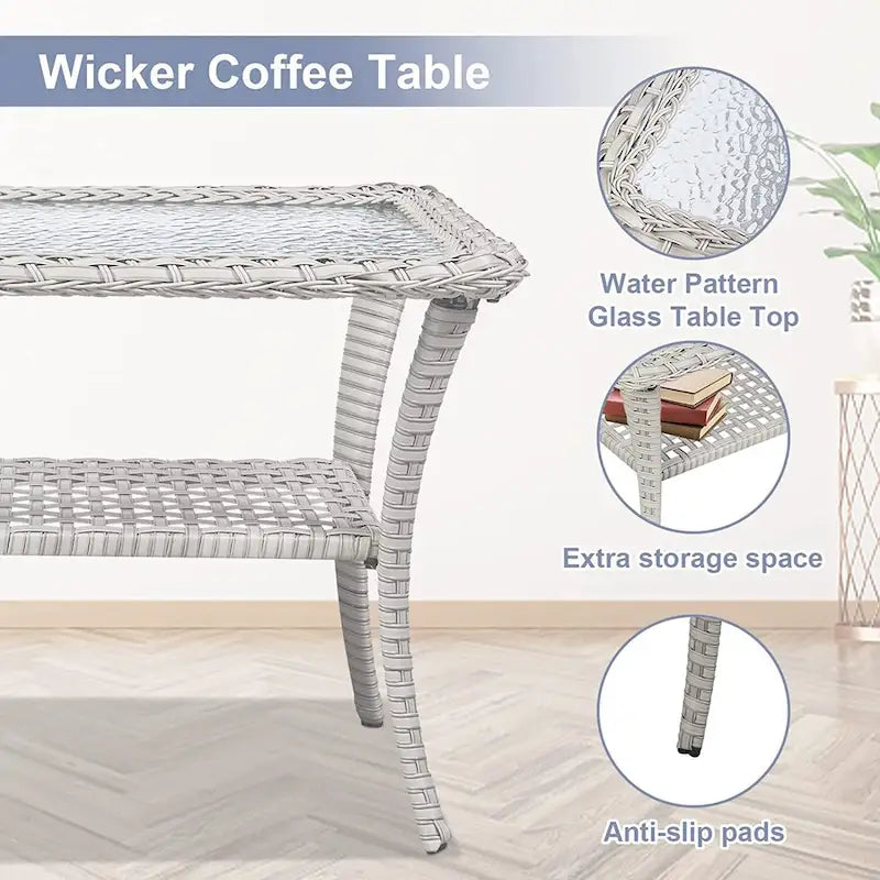 Gymojoy 7PCS Outdoor Loveseat Sofa Table Rocking Chair Furniture Set
