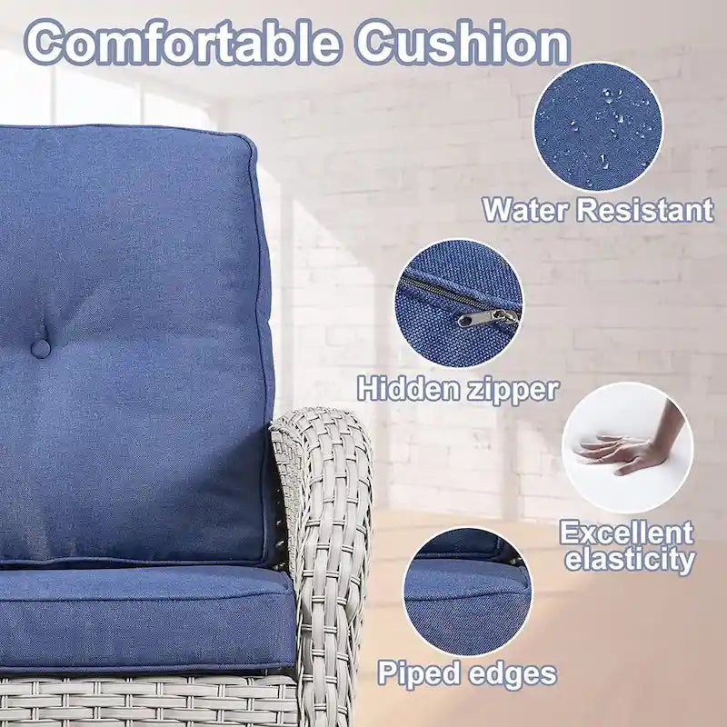 Gymojoy 7PCS Outdoor Loveseat Sofa Table Rocking Chair Furniture Set