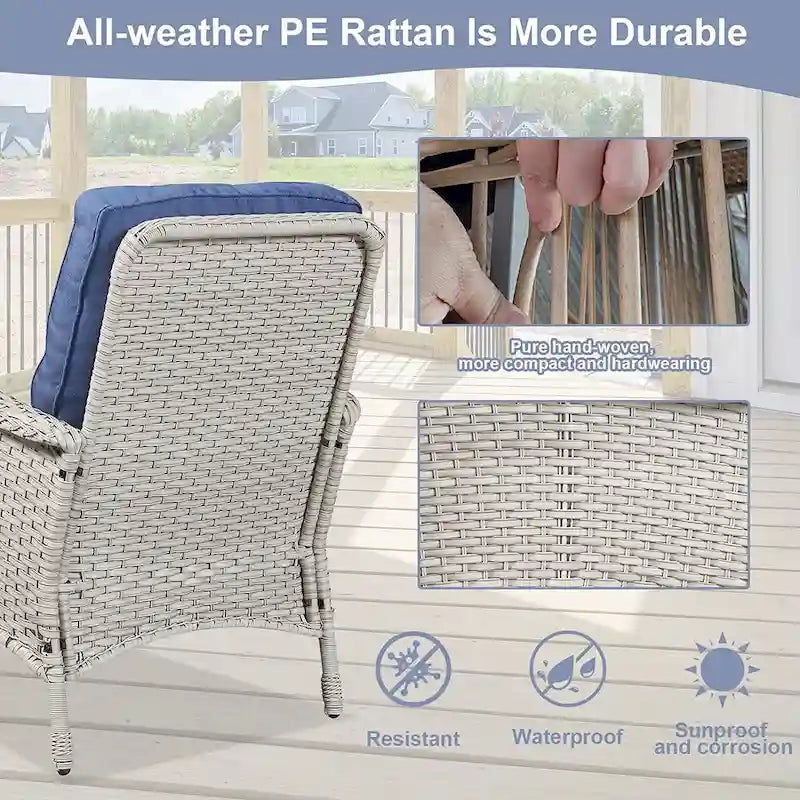 Gymojoy 7PCS Outdoor Loveseat Sofa Table Rocking Chair Furniture Set
