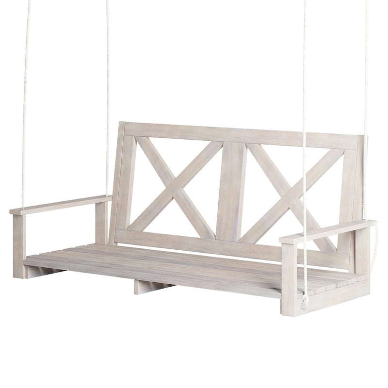 Mixoy Outdoor Wood Porch Swing with Curved Back Design