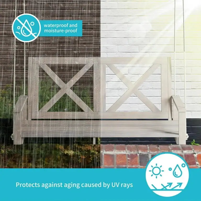 Mixoy Outdoor Wood Porch Swing with Curved Back Design