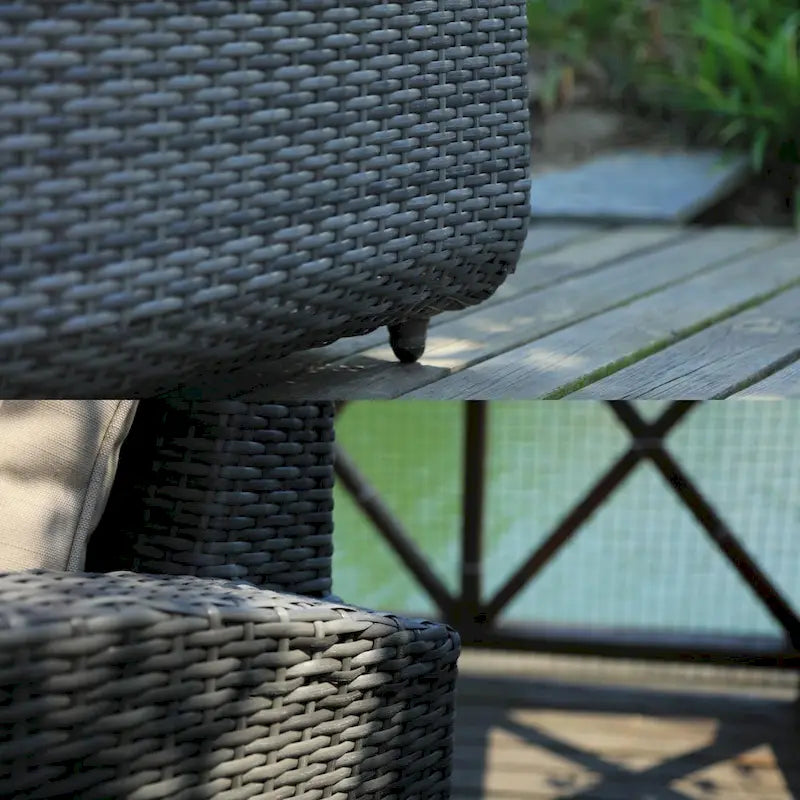 5-Pieces Classical Handwoven Rattan Sofa Set with Storage Table