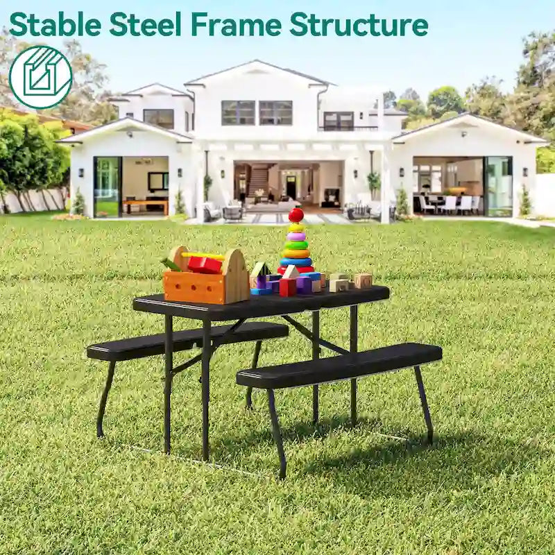 Rectangular 4 - Person Outdoor Dining Set Kids