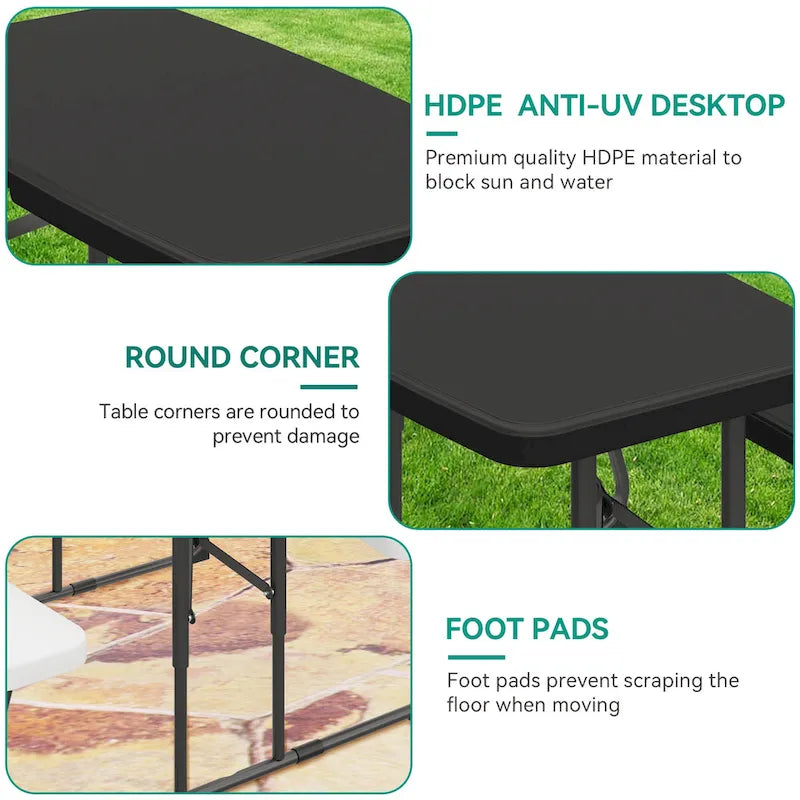 Rectangular 4 - Person Outdoor Dining Set Kids