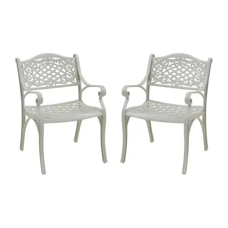 Clihome Outdoor Patio Cast Aluminum Arm Dining Chair (Set of 2)