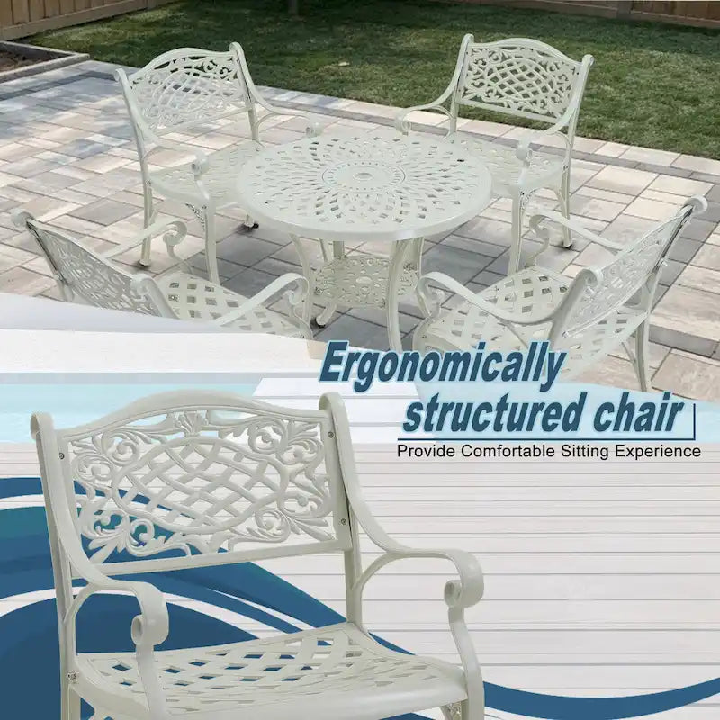 Clihome Outdoor Patio Cast Aluminum Arm Dining Chair (Set of 2)