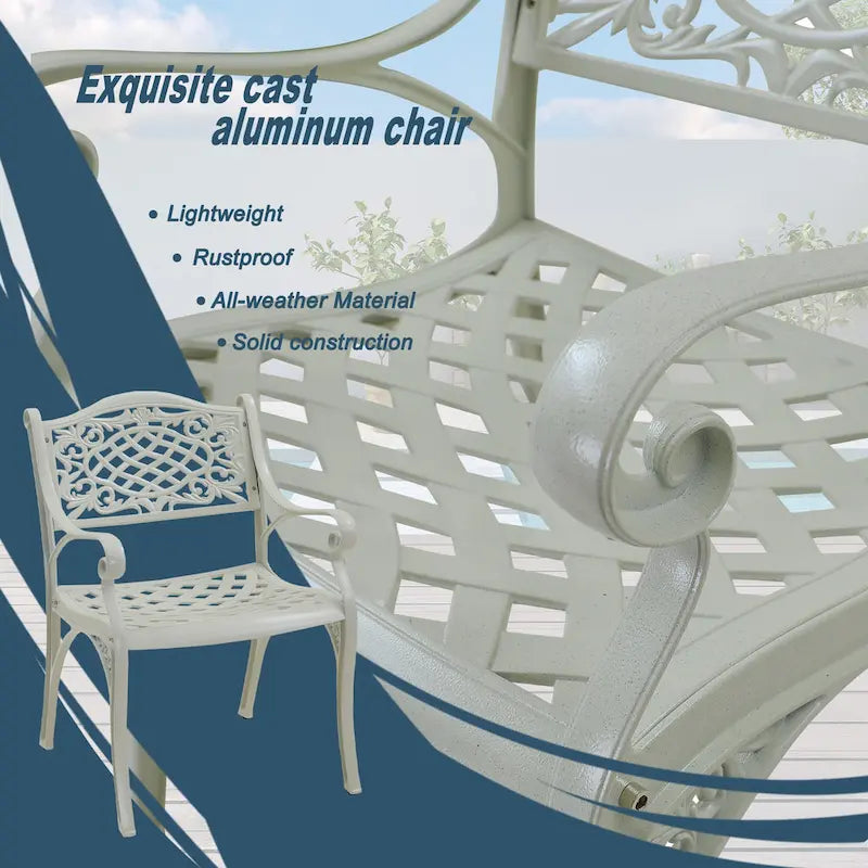 Clihome Outdoor Patio Cast Aluminum Arm Dining Chair (Set of 2)