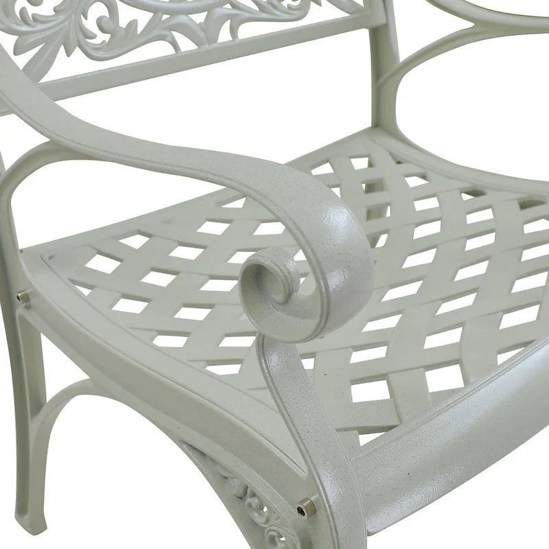 Clihome Outdoor Patio Cast Aluminum Arm Dining Chair (Set of 2)