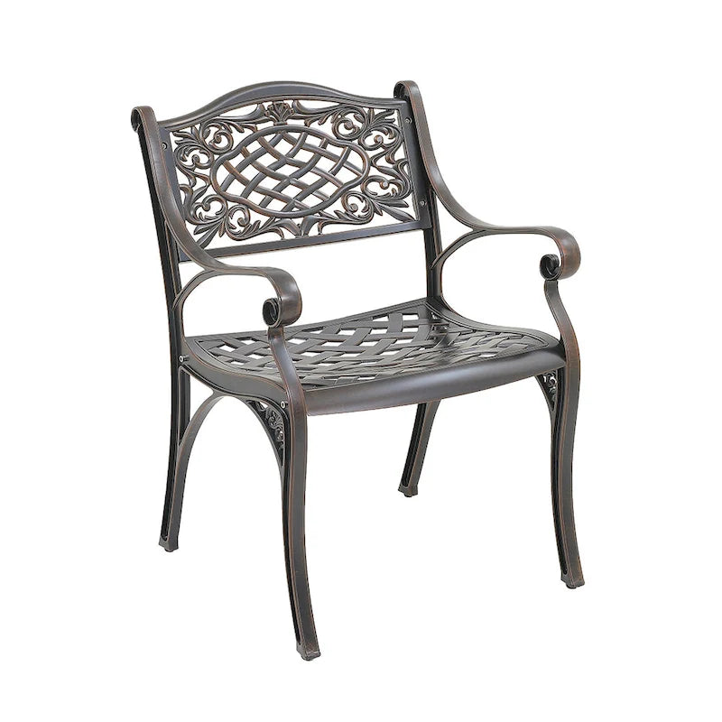 Clihome Outdoor Patio Cast Aluminum Arm Dining Chair (Set of 2)