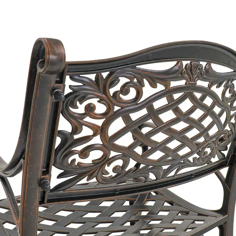 Clihome Outdoor Patio Cast Aluminum Arm Dining Chair (Set of 2)