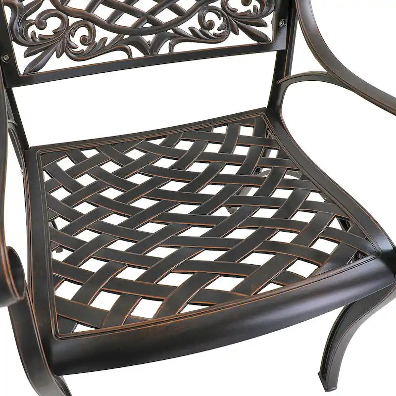 Clihome Outdoor Patio Cast Aluminum Arm Dining Chair (Set of 2)
